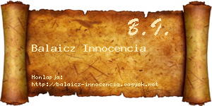 Balaicz Innocencia névjegykártya